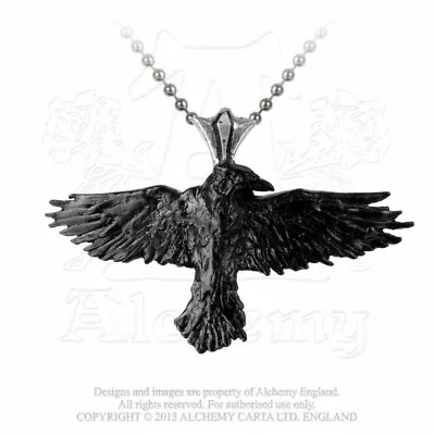Buy ALCHEMY ENGLAND Gothic Steampunk Pewter Jewellery Pendant NECKLACE Black Raven • 17.99£