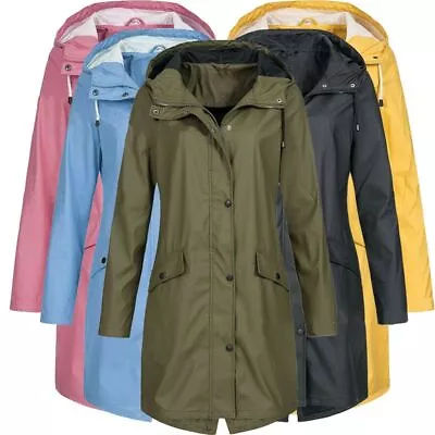 Buy Hooded Womens Windbreaker Jacket Ladies Outdoor Mountaineering Coat Long • 19£