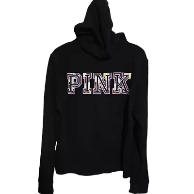 Buy Victoria’s Secret Pink Large Black Floral Print Logo Pullover Hoodie Pocket  • 28.92£