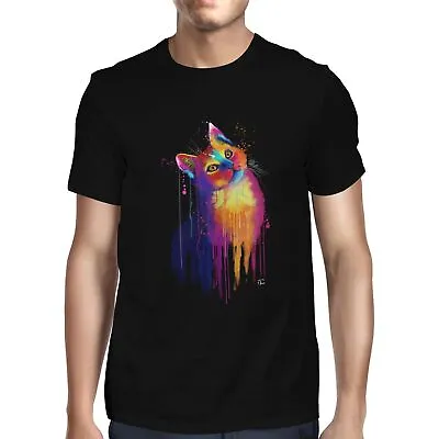 Buy 1Tee Mens Watercolour Abstract Cat  T-Shirt • 7.99£