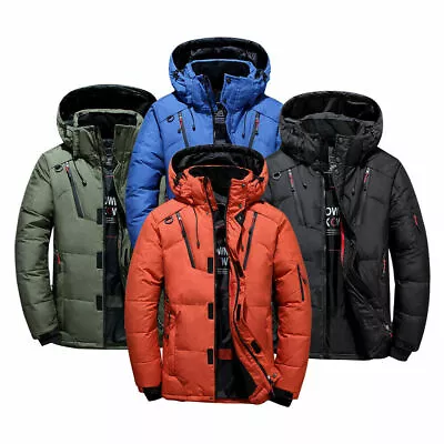 Buy Mens Winter-Warm Duck Down Jacket Ski Jacket Snow-Thick Hooded Puffer-Coat-Parka • 8.20£