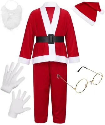 Buy CHILDREN KIDS 7PCs SANTA SUIT FATHER CHRISTMAS FANCY DRESS COSTUME XMAS OUTFIT • 13.90£