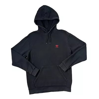 Buy ADIDAS Classic Embroidered Mini Trefoil Logo Black Pullover Hoodie Large • 18£