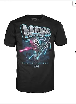 Buy Star Wars Funko Pop Tee! T-Shirt The Mandalorian Whistling Birds M Black New • 17.49£