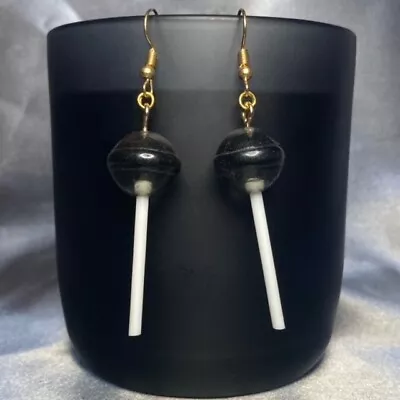 Buy Handmade Gold Black Grey White Lollipop Sweet Earrings Gothic Gift Jewellery • 4.50£