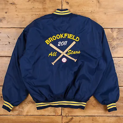 Buy Vintage GAME Varsity Jacket XL Bomber Baseball Embroidered Blue Snap • 44.99£