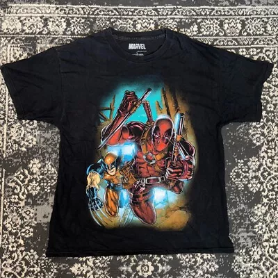 Buy Marvel Mad Engine Men’s T-shirt With Wolverine And Deadpool Size Large • 18£