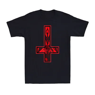 Buy Baphomet Inverted Cross Occult Satanism Hail Satan  Vintage Men's Black T-Shirt • 13.99£
