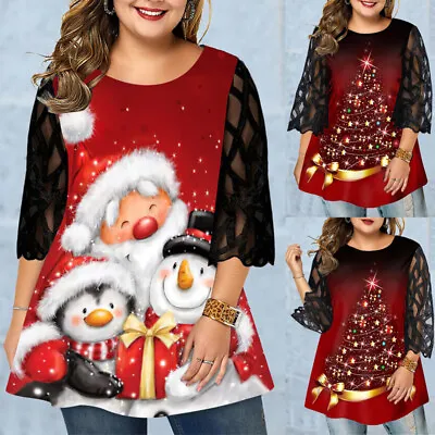 Buy Christmas Womens Long Sleeve T Shirt Tops Ladies Xmas Loose Blouse Plus Size • 3.99£