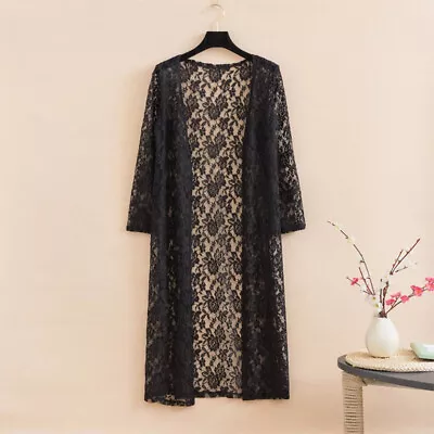 Buy Womens Hollow Out Cardigans Lace Sheer Tops Floral Summer Beach Coat Jacket Long • 14.20£