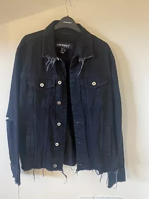 Buy Men’s Black Denim Jacket Size M By London Attitude  • 10£