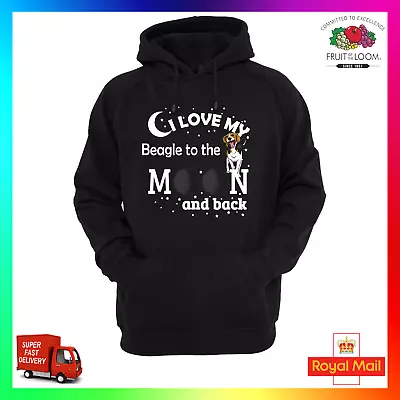 Buy I Love My Beagle To The Moon And Back Hoodie Hoody Cute Sweat Unisex Dog Puppy • 24.99£