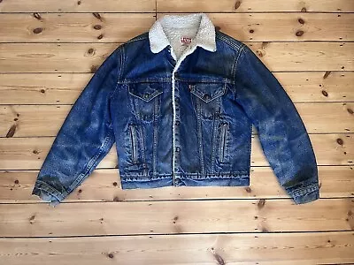 Buy Vintage Levi’s Sherpa Jacket Size 40R - Blue Denim, Late 70s/ Early 80s  • 25£