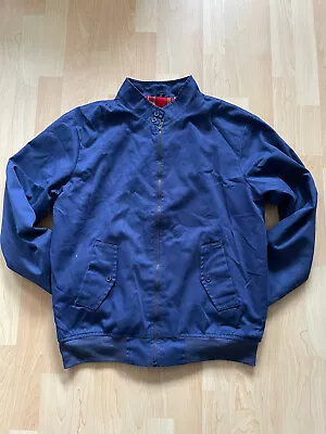 Buy Men's Blue Bomber Jacket Size Medium Red Check Lining Men’s Fashion Style • 7.99£