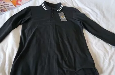 Buy Mens Lyle & Scott Full Sleeve Polo Tshirt Black Size Small • 21£