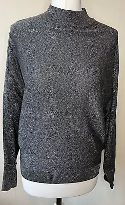 Buy M&S Collection Silver Grey Metallic Thin Knit Jumper Size S Sparkle Christmas  • 17.99£
