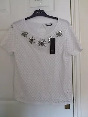 Buy Ladies T Shirt F&F White Size 12 Tagged. • 5£