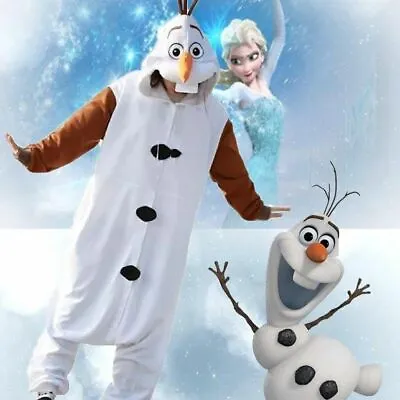 Buy Olaf Frozen Adult Snowman Costume Kigurumi Pajamas Cosplay Pyjamas Fancy Dress • 13.21£