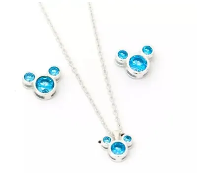 Buy Disney Store Mickey Mouse Birthstone Necklace And Earrings Set • 4.99£