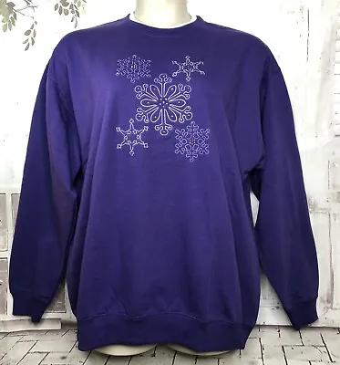 Buy M&C Sportswear Womens Purple Christmas Sweatshirt Sweater Snowflakes XL X Large • 34.58£