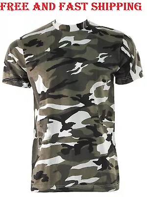 Buy Mens GAME Camouflage Short Sleeve Camo T-Shirt Army Military Hunting Fishing NEW • 10.99£