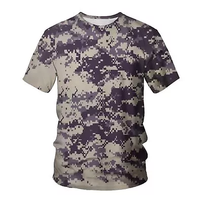 Buy Mens Camo Summer Casual T Shirt Tops Short Army Sleeve Camouflage Print Tee Plus • 8.64£