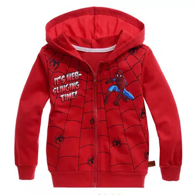Buy Kids Boys Spiderman Hoodie Coat Jacket Sweatshirt Zip Up Outerwear 4-8 Years UK • 14.91£