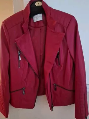 Buy Danni Minogue Red Faux Leather Jacket Size 12 Petite • 60£