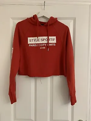 Buy New Look Red Cropped Hoodie Size 8 Excellent Condition • 12.50£