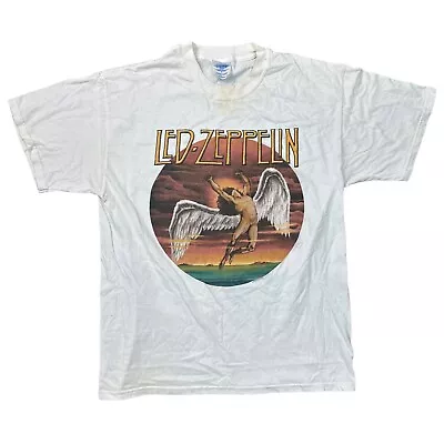 Buy Vintage Led Zeppelin T-Shirt Myth Gem 2001 Band Graphic Print White Mens Large • 39.99£
