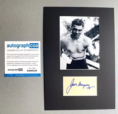 Buy JACK DEMPSEY (†1983) Boxing World Champion Signed Passepartout 20x30 Autograph ACOA • 150.44£