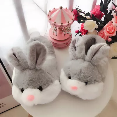 Buy Cute Rabbit Slippers Bunny Closed Toe Slippers Cozy For Men Women (Grey L 41-44) • 10.91£