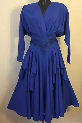 Buy Rare Vintage 1970 Que Clothing Blue Tiered Gypsy Dress Size S Vgc • 79£