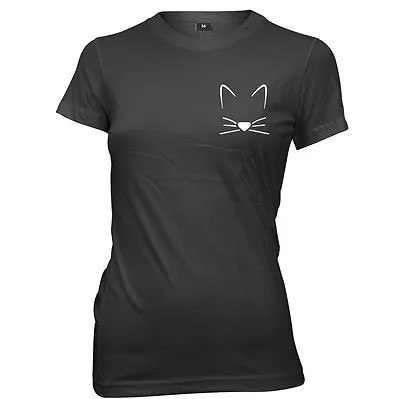 Buy Meow Cat Kitten Breast Print Womens Ladies Funny T-Shirt • 11.99£