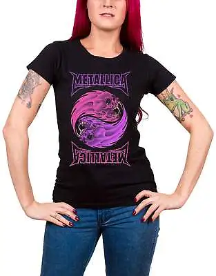 Buy Metallica T Shirt Yin Yang Purple Band Logo Official Womens Skinny Fit Black • 17.95£