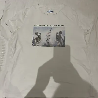 Buy Ladies Disney Frozen Olaf Tshirt White Christmas Size 10 • 1.50£