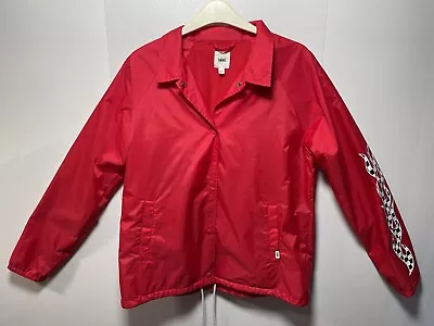 Buy Vans Red Jacket Large Chequered Flag Flames Off The Wall Logo Showerproof • 25.95£