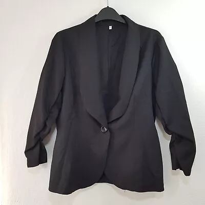 Buy Ladies Workwear Jacket Size 12-14 Black One Button Smart Office • 7.99£