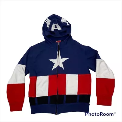 Buy Youth Marvel Captain America Costume Mask Hoodie Size Small 6/7 • 28.95£