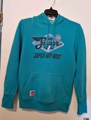 Buy Superdry Classic Re-issue Hoodie Turquoise Womens Size Large Super Hot-Rods 69 • 2.99£