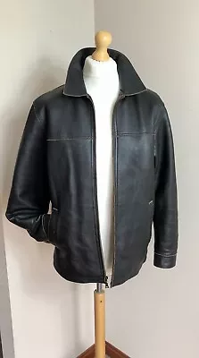Buy Sonoma Men's Dark Brown Real Leather Aviator Bomber Jacket Size 44  Chest • 39.99£