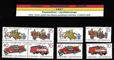 Buy GDR 1987 MiNr: 3101-3104+4-Block Mint Edition Fire Department • 1£