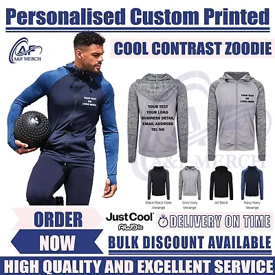 Buy Personalised Custom Awdis Cool Contrast Zoodie Long Sleeve Jackets Sports JC057 • 22.99£