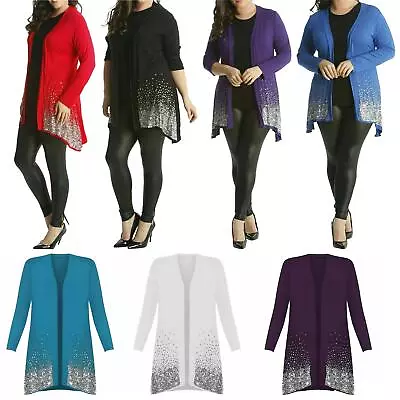 Buy Womens Sequin Cardigan Oversized Open Front Christmas Sparkly Jumpers Sequin Top • 18.99£