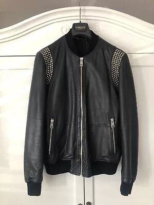 Buy JUST CAVALLI Black Leather Padded Studded Jacket • 449.99£