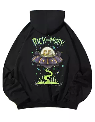 Buy Hoodie Rick And Morty | ROMWE Guys LetterGraphic Drawstring • 24.48£