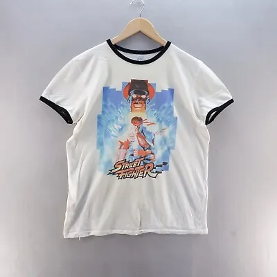 Buy Street Fighter Mens T Shirt Large White Black Graphic Print Gaming Retro Cotton* • 9.02£