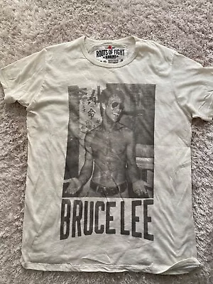 Buy Men’s T-shirt Roots Of Fight Bloodlines Bruce Lee Printed Cream Small S Casual  • 15£