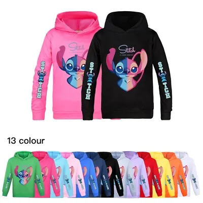 Buy Kids Lilo & Stitch Hoodie Long Sleeve Sweatshirt Tops Pullover Jumper Xmas Gift • 12.89£