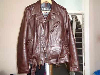 Buy Schott 626 Perfecto Leather Motorcycle Jacket, Med, Brown, Oh So Rare! • 499£